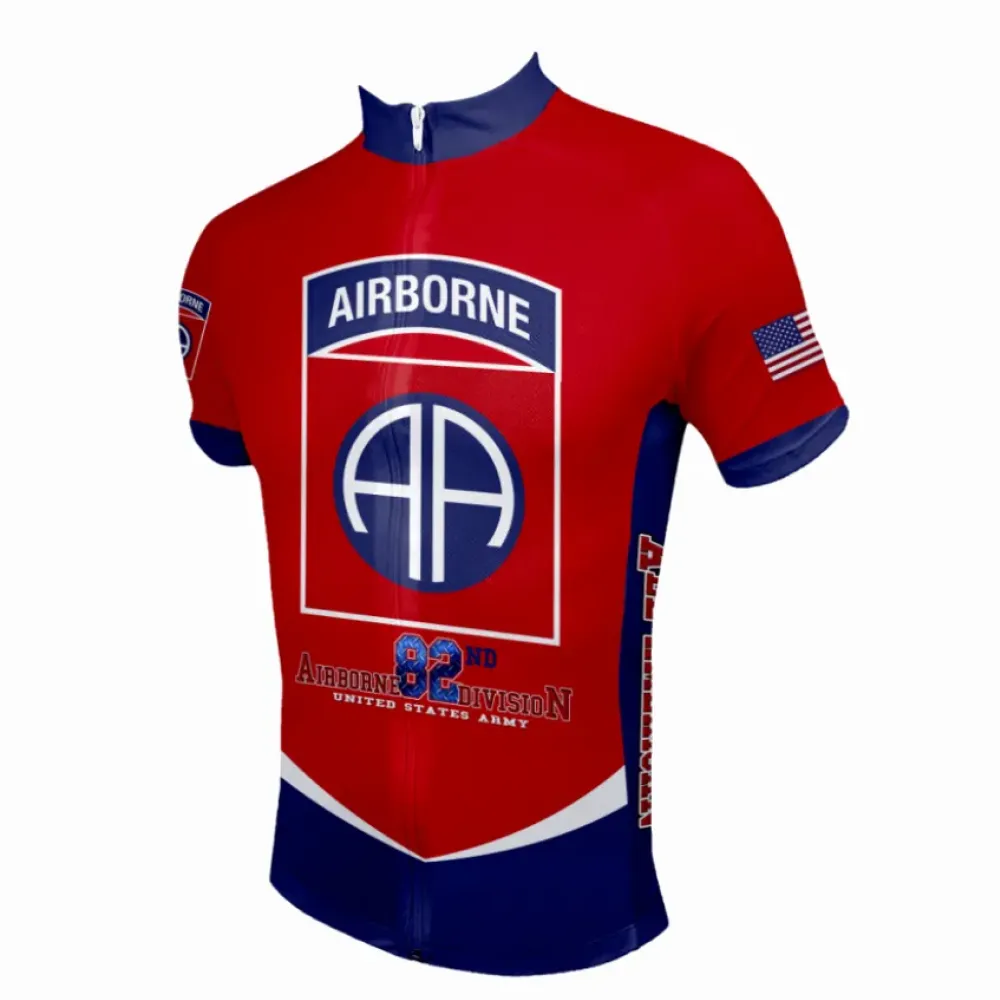 US Army Unit 82nd Airborne Division Cycling Jersey/Red/Navy
