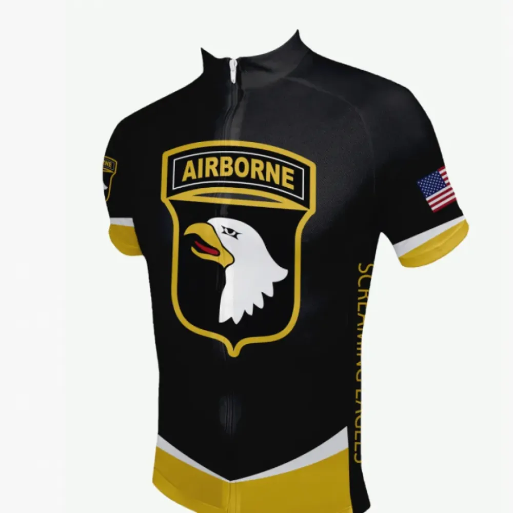US Army Unit 101st Airborne Division Cycling Jersey/Black/Gold