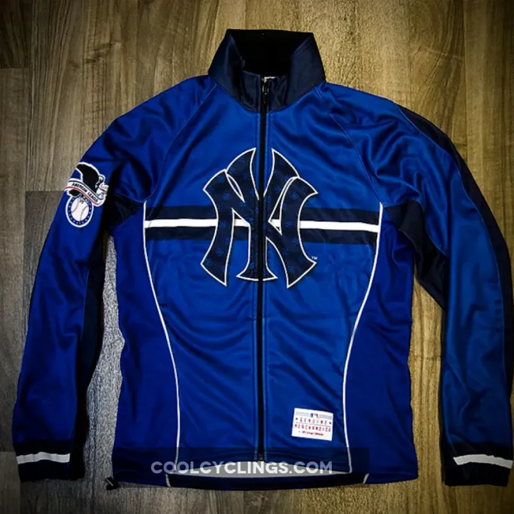 MLB New York Yankees Long Sleeve Cycling Jerseys Blue/White/Black