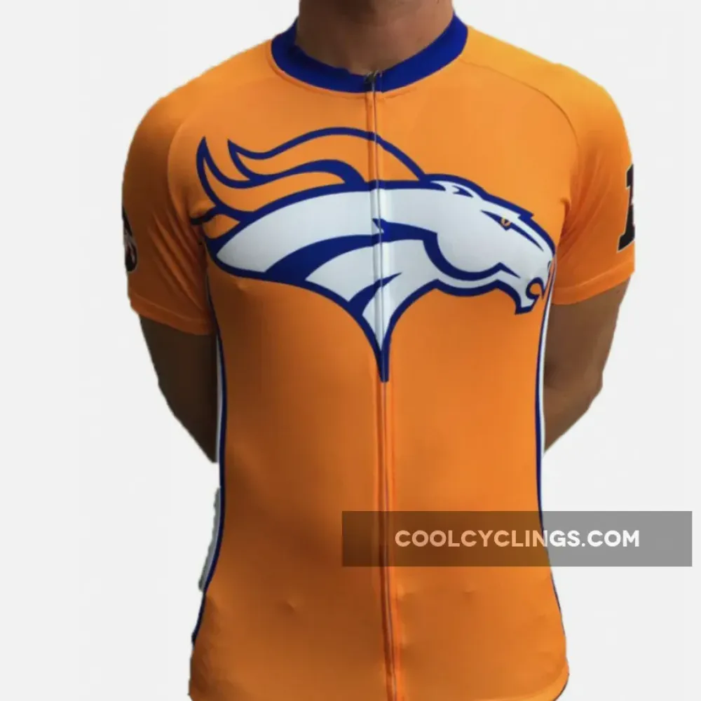 NFL Denver Broncos Short Sleeve Cycling Jersey/Orange/Blue/White