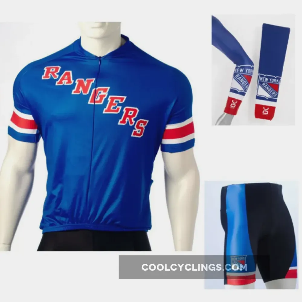 New York Rangers Cycling Jersey Bib Shorts Arm Warmers Blue/Red/White
