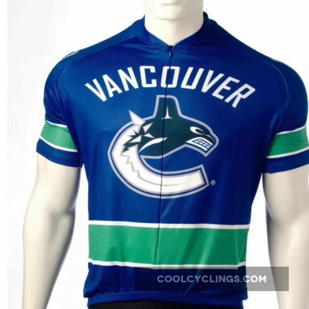 NHL Vancouver Canucks Zip Up Cycling Jersey/Blue/Green/White