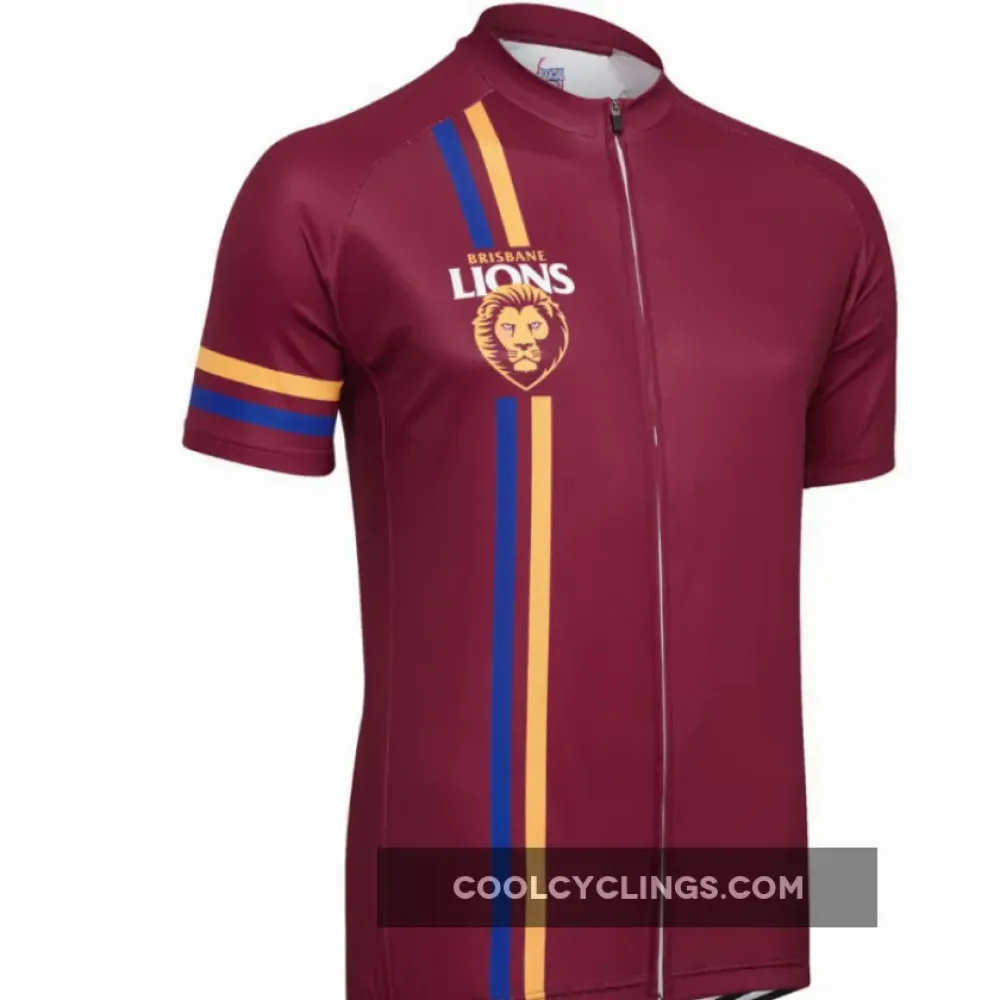 Brisbane Lions AFL Cycling Jersey with Team Logo/Burgundy/Gold/Blue