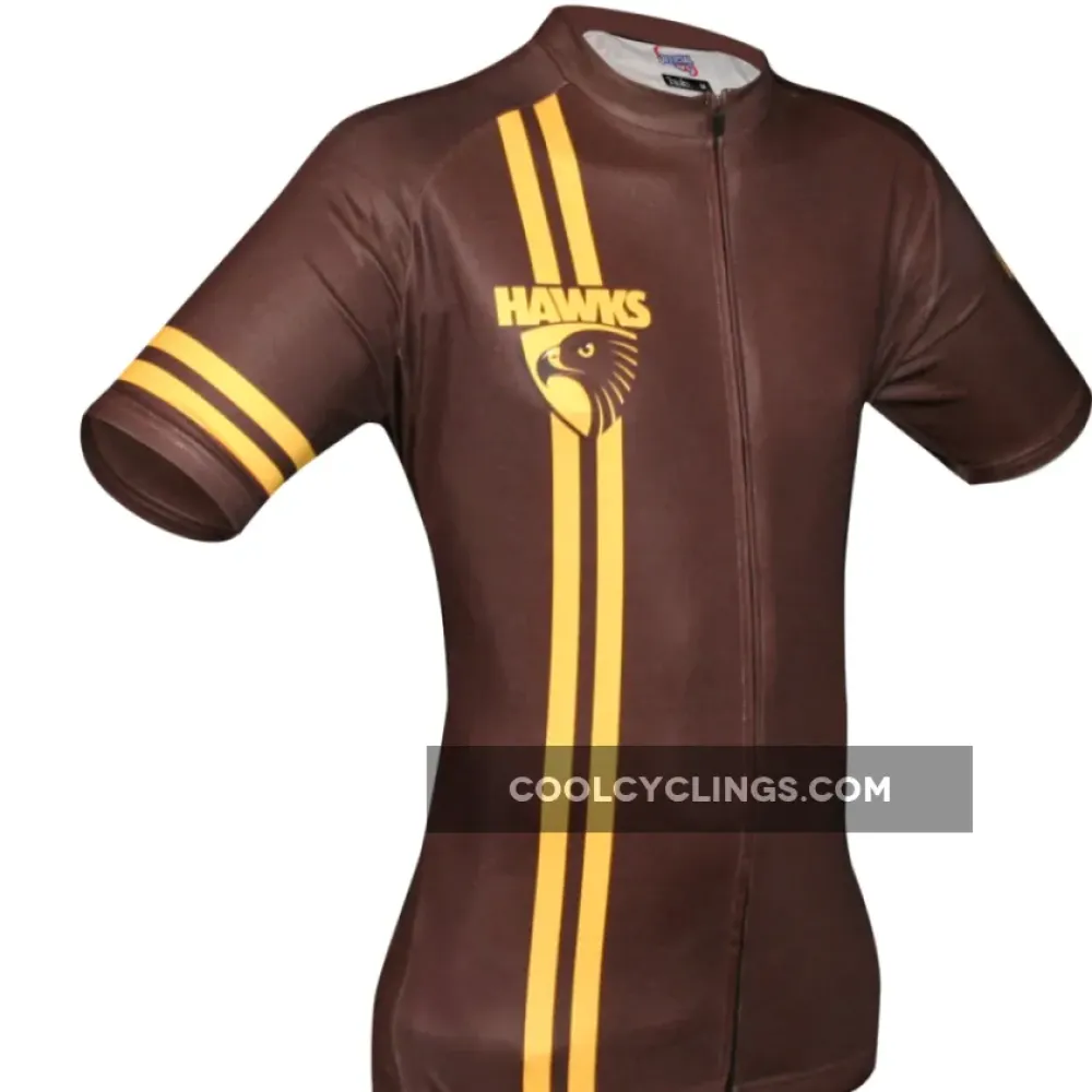 Hawthorn Hawks Mountain and road bike Short Sleeve Cycling Jerseys Brown/Gold