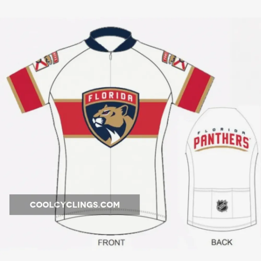 Florida Panthers Cycling Jersey White/Red/Gold