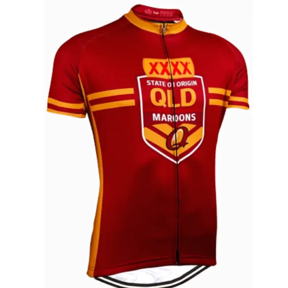 NRL Queensland Maroons Short Sleeve Cycling Jerseys/Burgundy/Gold/White