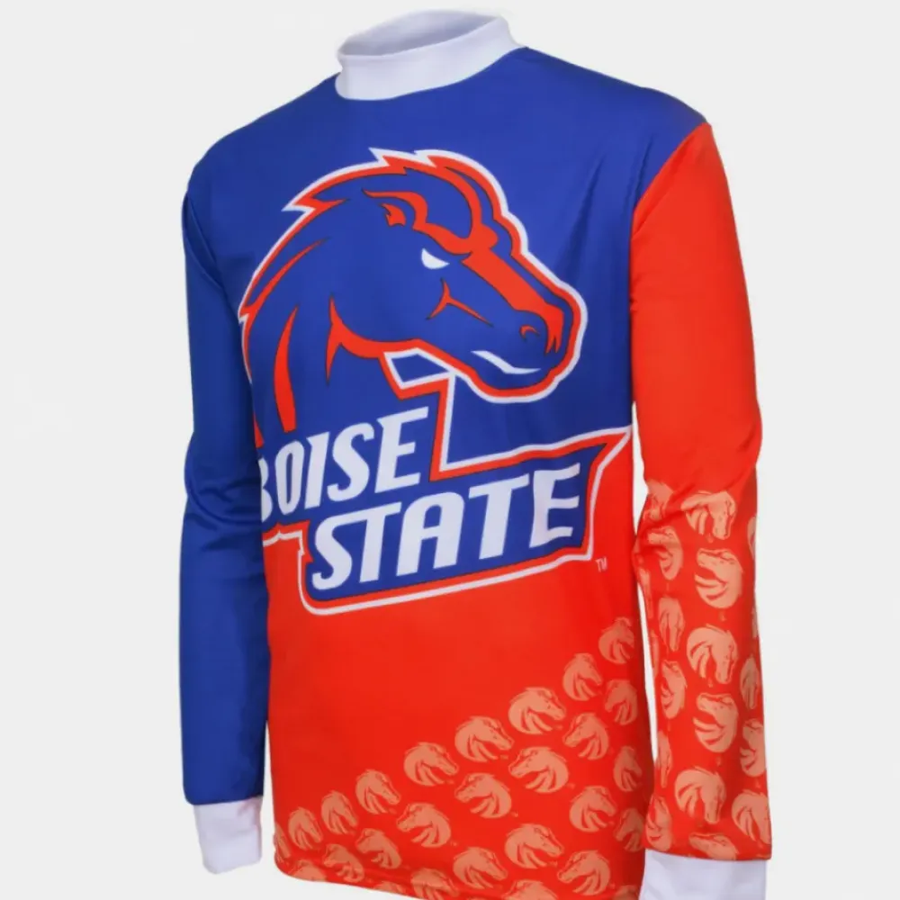 Boise State Broncos Mountain Long Sleeve MTB Bike Cycling Jersey/Blue/Red