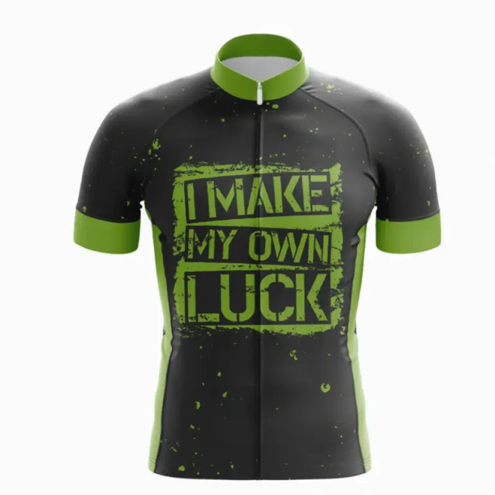 I Make My Own Luck Cycling Jersey Black/Green