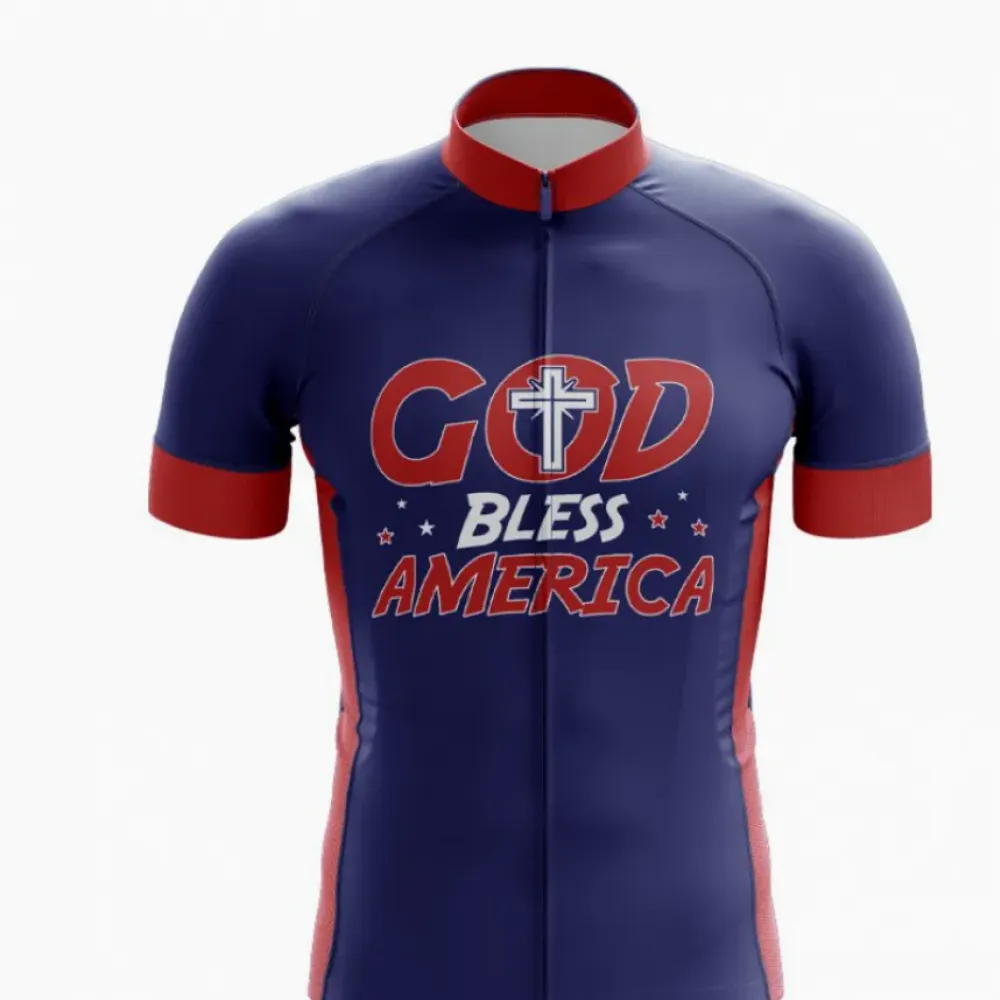 God Bless America Cycling Jersey/Blue/Red