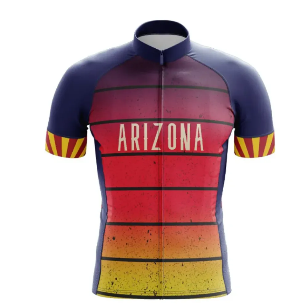 Arizona State Cycling Jersey - Bold Geometric Design/Red/Yellow/Navy