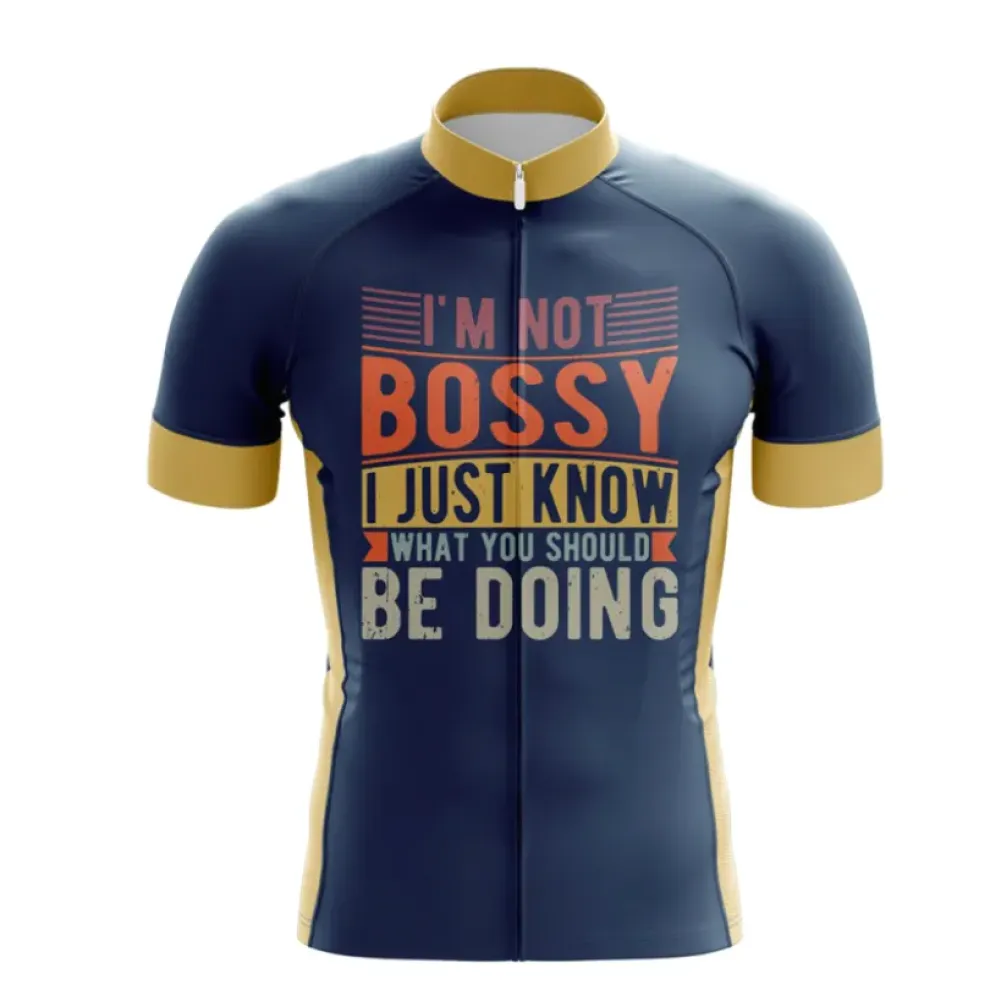 Bossy & Confident Cycling Jersey Bold Print Navy/Gold/White