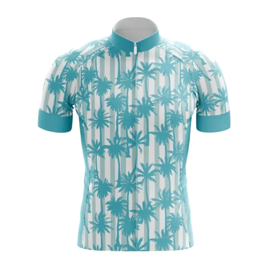 Turquoise & White Palm Cycling Jersey