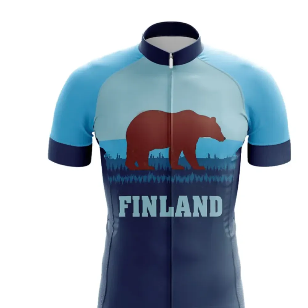 Finland Bear Cycling Jersey Blue/Navy/White