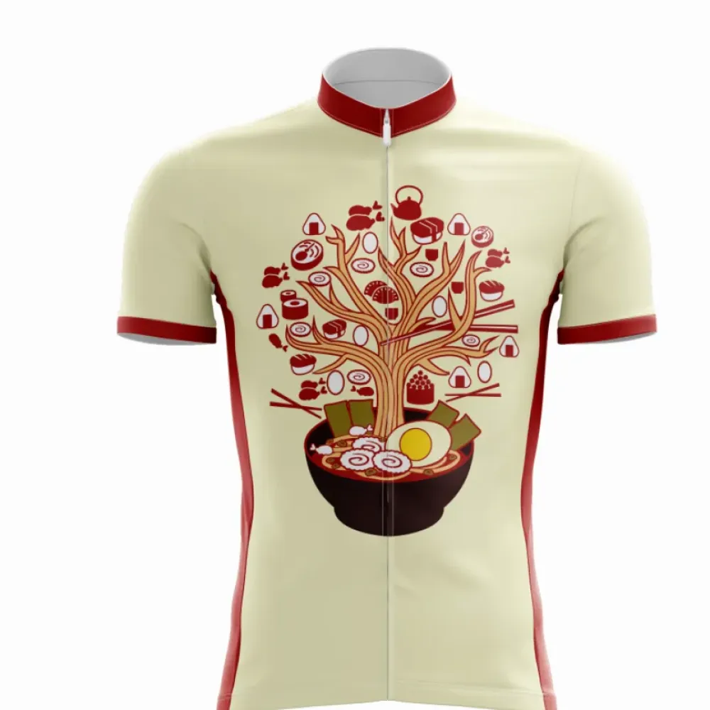 Ramen-Inspired Cycling Jersey for Foodies - Red/White