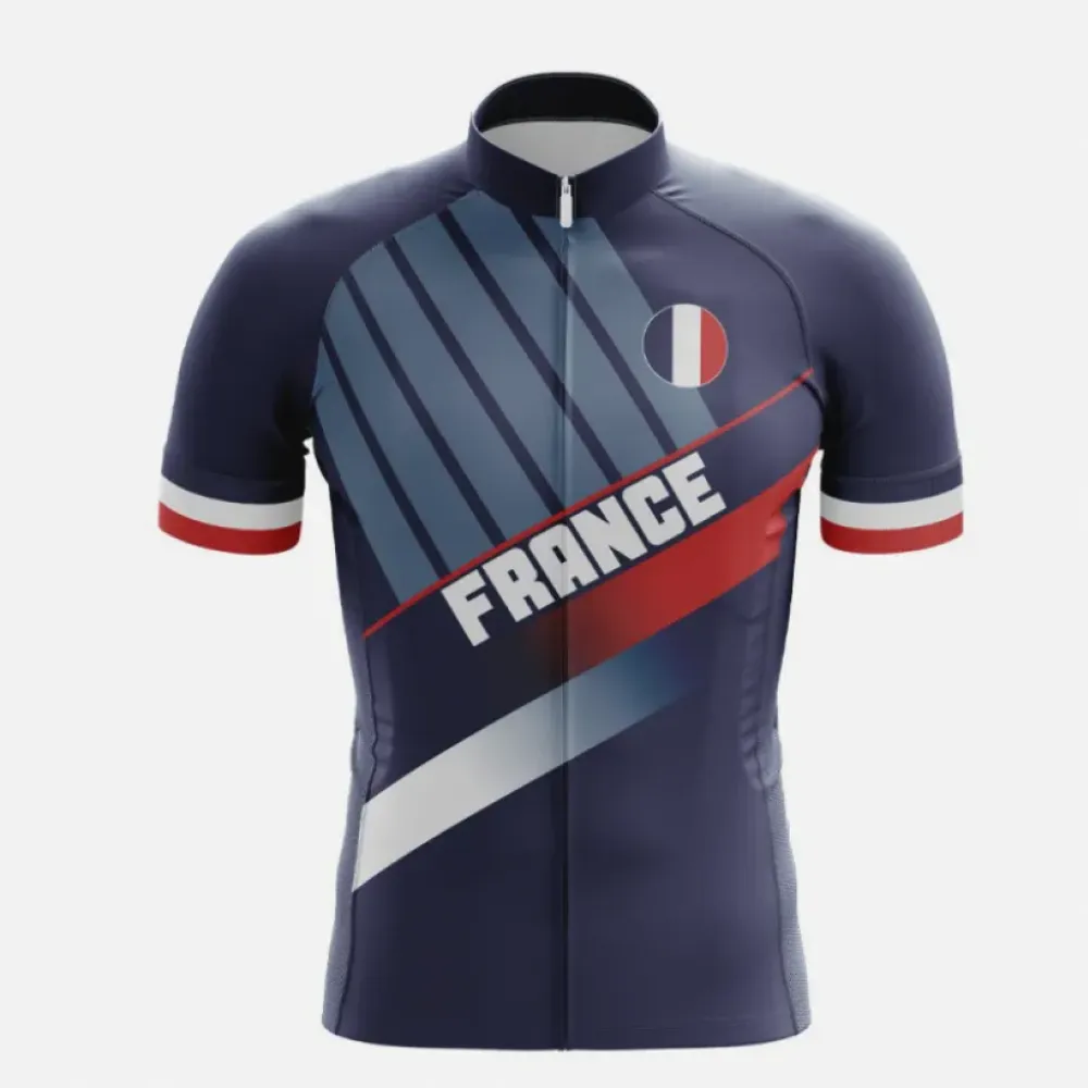 French Cycling Jersey Stylish National Team Design Navy/Red/White