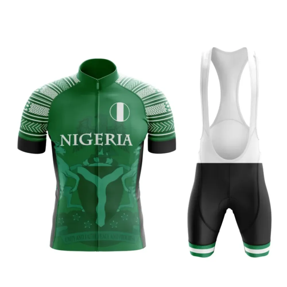 Nigeria Emblem Cycling Kit - Green/Black/White