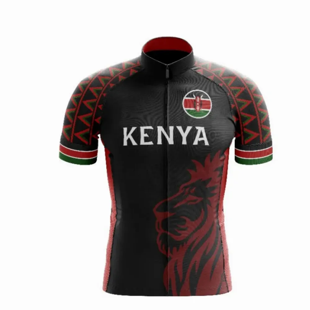 Kenya Cycling Jersey   Red/Black/Tribal/Lion