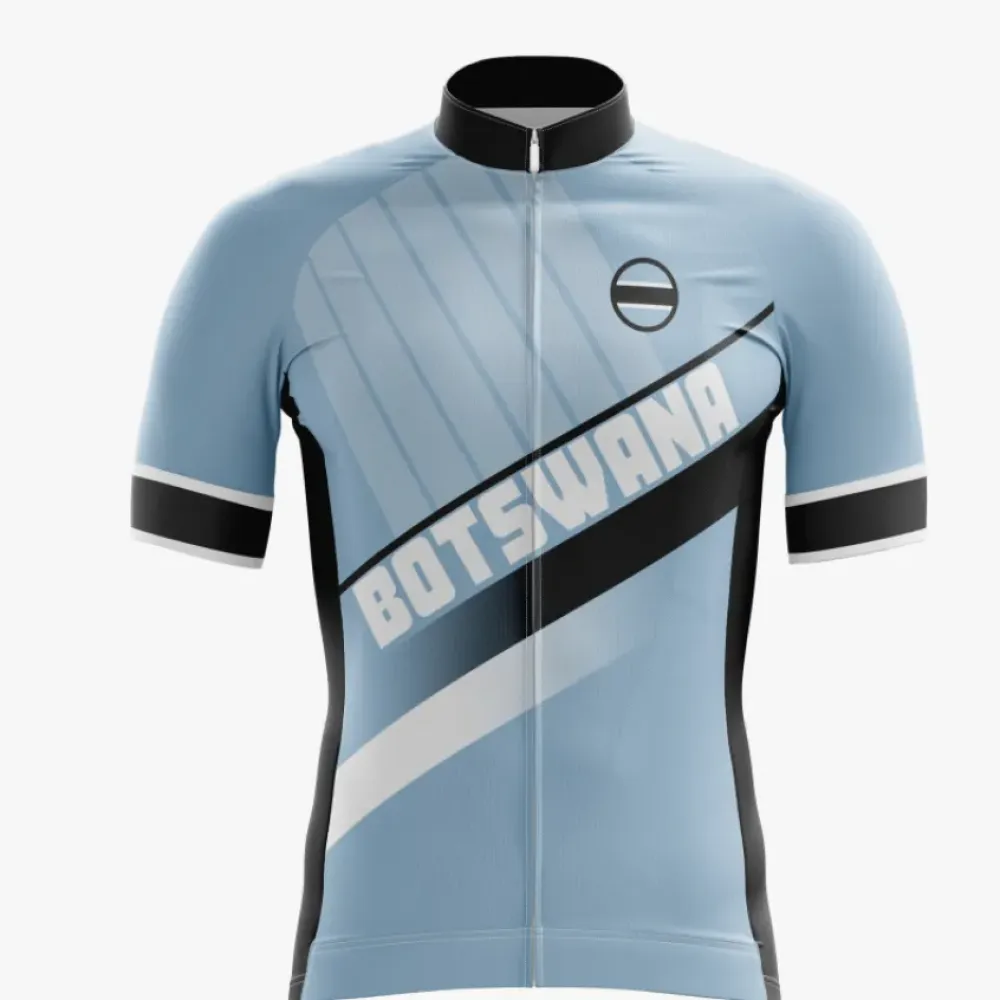 Botswana Cycling Jersey Short Sleeve/Blue/Black