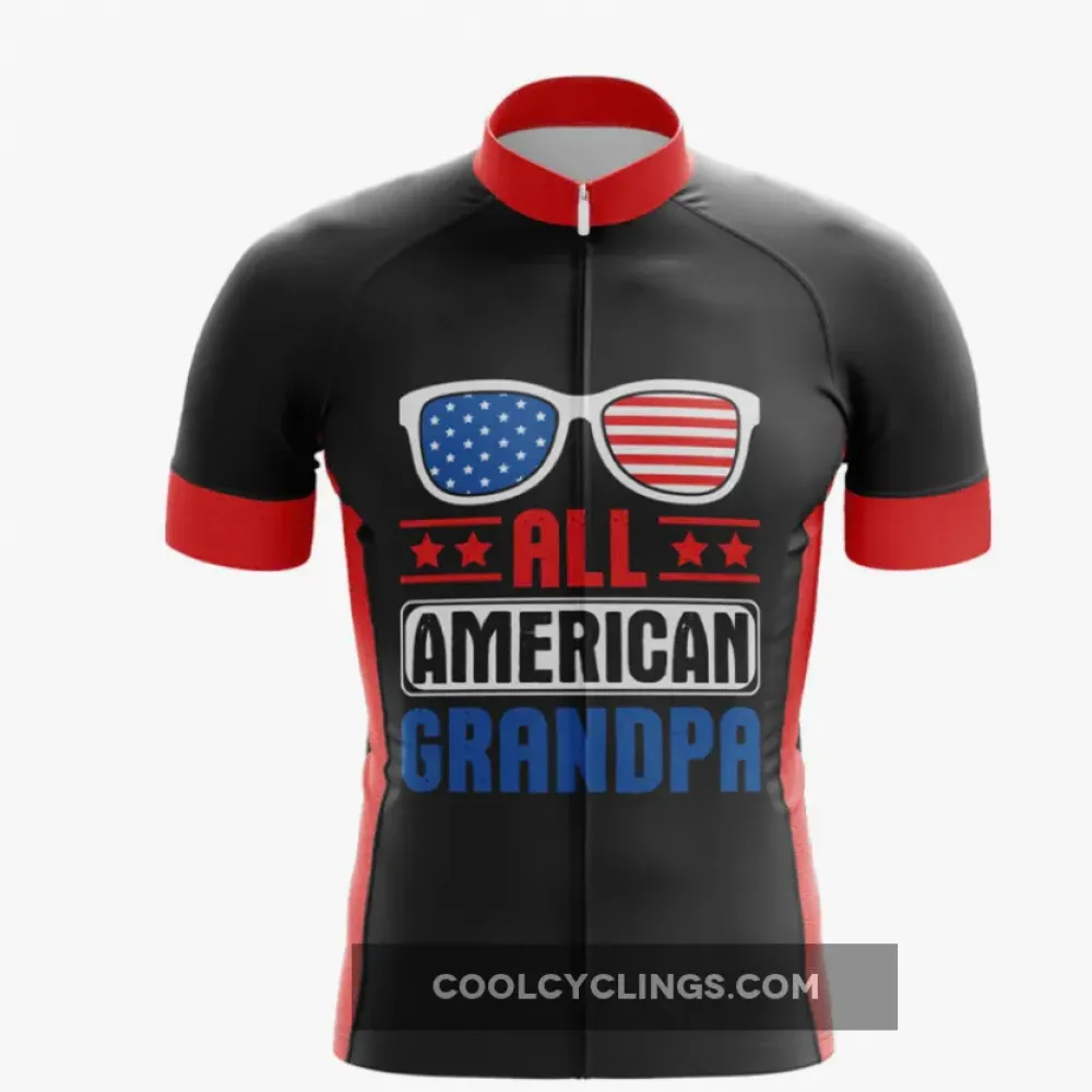 All American Grandpa Cycling Jersey Black/Red/White