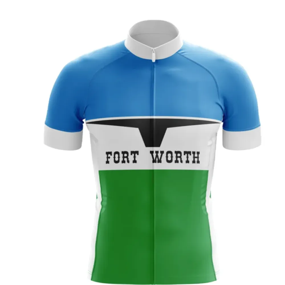 Fort Worth Cyclist Blue Green Jersey Style Zip