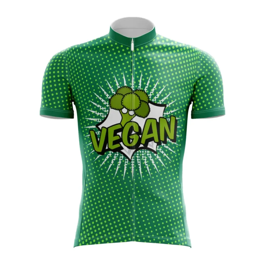 Vegan Pop Art Cycling Jersey/Green/White/Lime