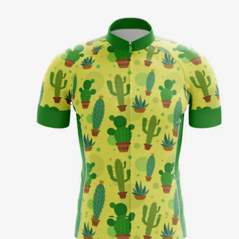 Fun Cactus Cycling Jersey - Short Sleeve/Green/Yellow