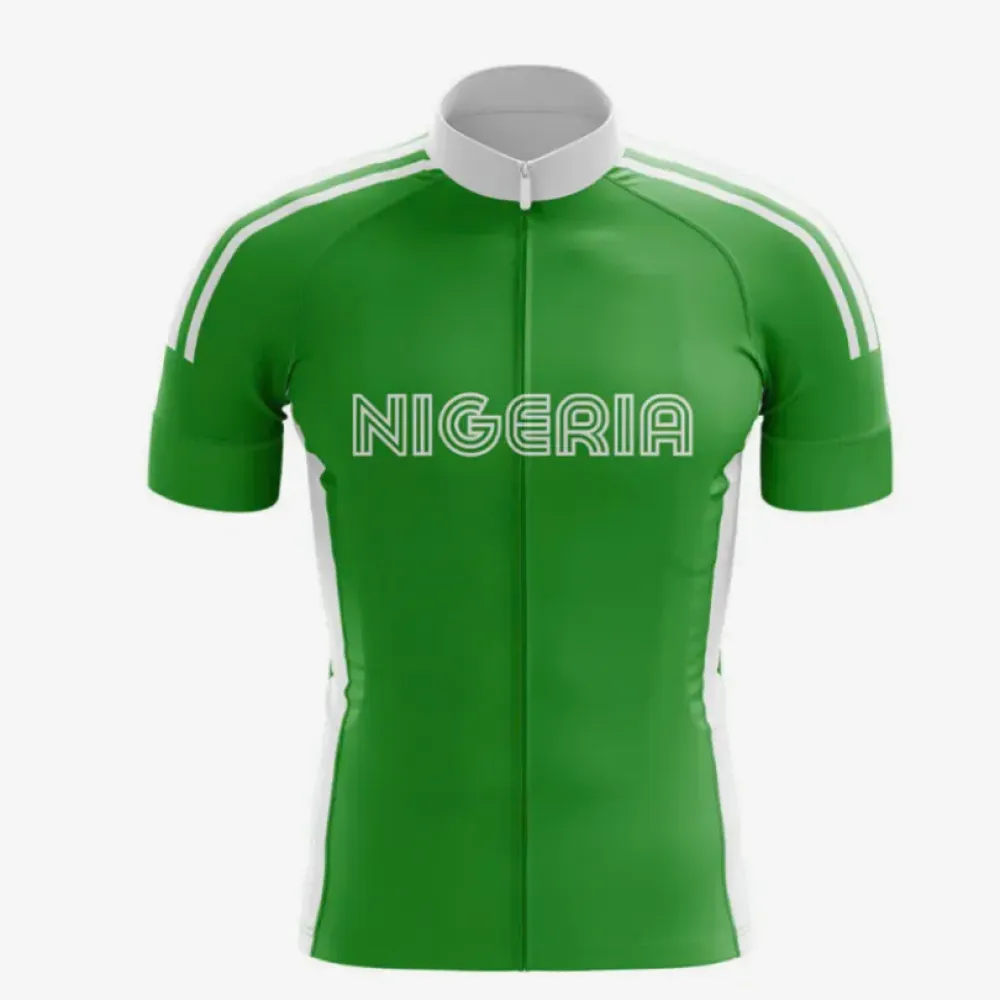 Nigeria Retro Cycling Jersey Lime Green/White