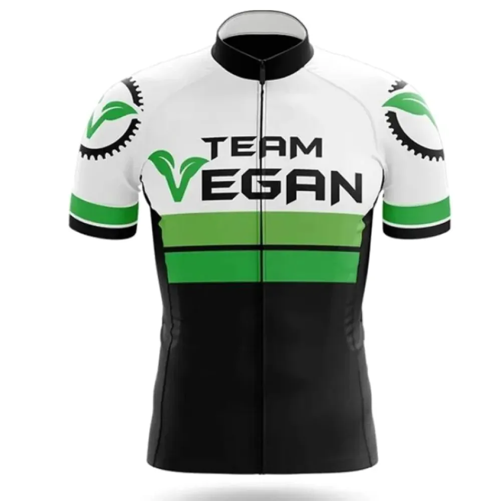Team Vegan Cycling Jersey - White/Green/Black