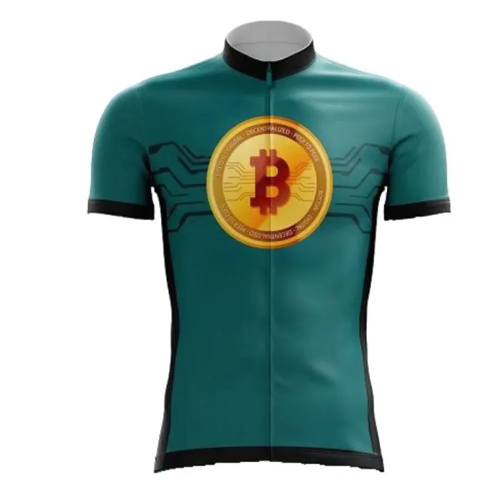 Bitcoin Cycling Jersey - Short Sleeve / Teal / Black