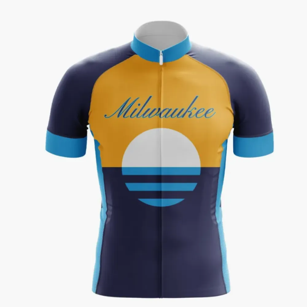 Milwaukee City Cycling Jersey White/Sunset/Navy