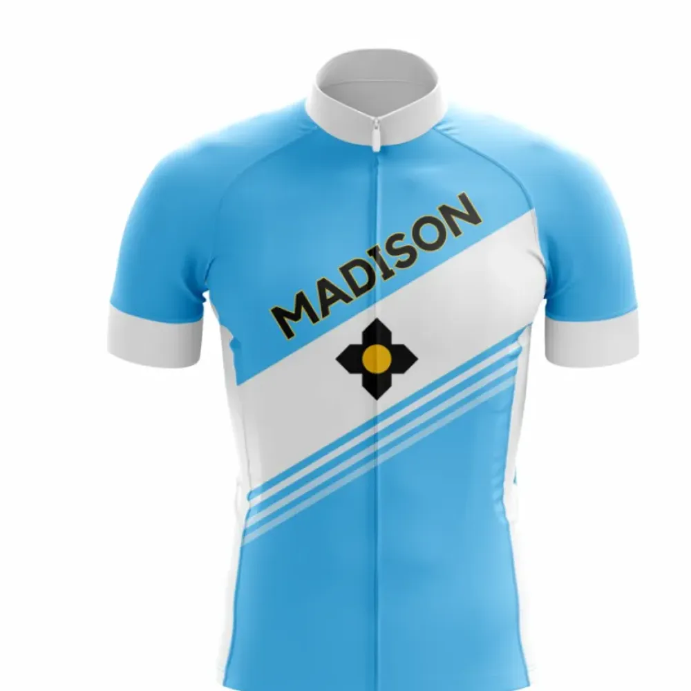 Madison Cycling Jersey Vibrant Blue/Gold/White