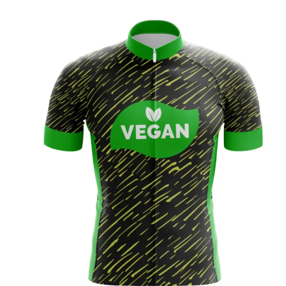 Vegan Rider Cycling Jersey Black/Green/Yellow
