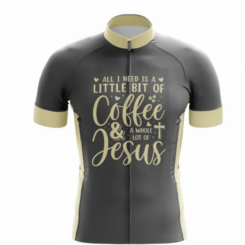 Coffee & Jesus Ride in Style Cycling Jersey Black/Gold