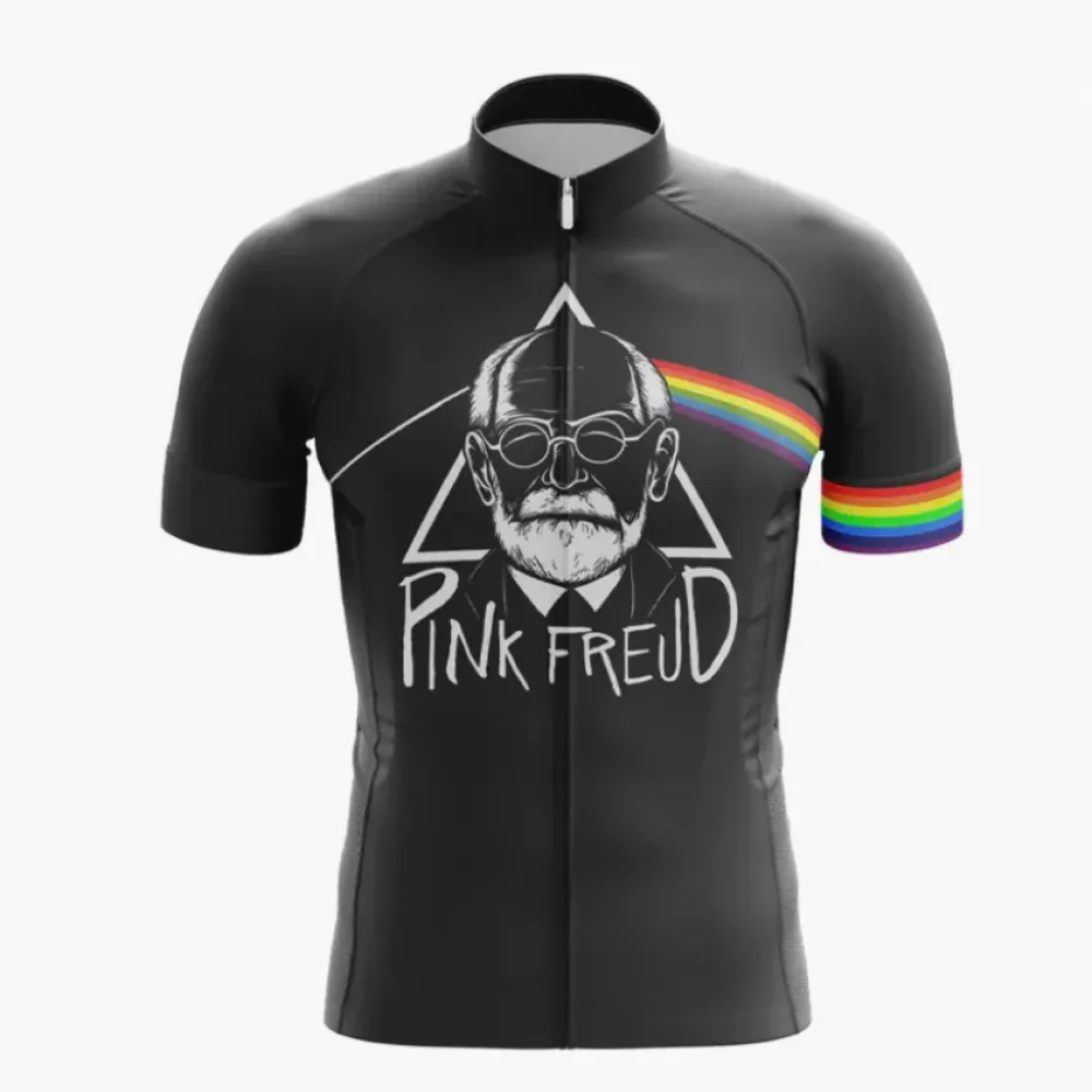 Pink Freud Retro Modern Cycling Jersey Rainbow Trim