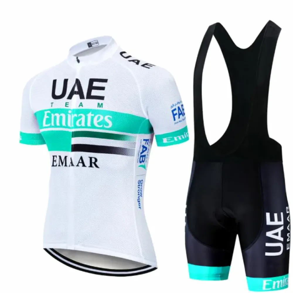 UAE Emirates Cycling Attire Set White/Green/Black