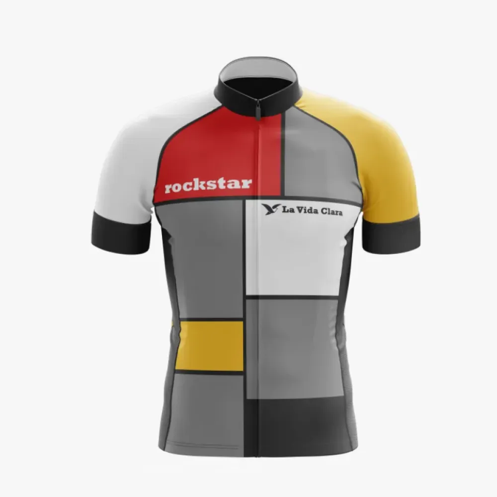 Rockstar La Vida Clara Cycling Jersey - Red/Yellow/Gray
