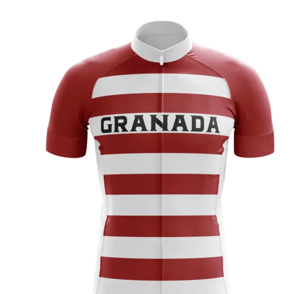 Granada Cycling Jersey Striped Maroon/White