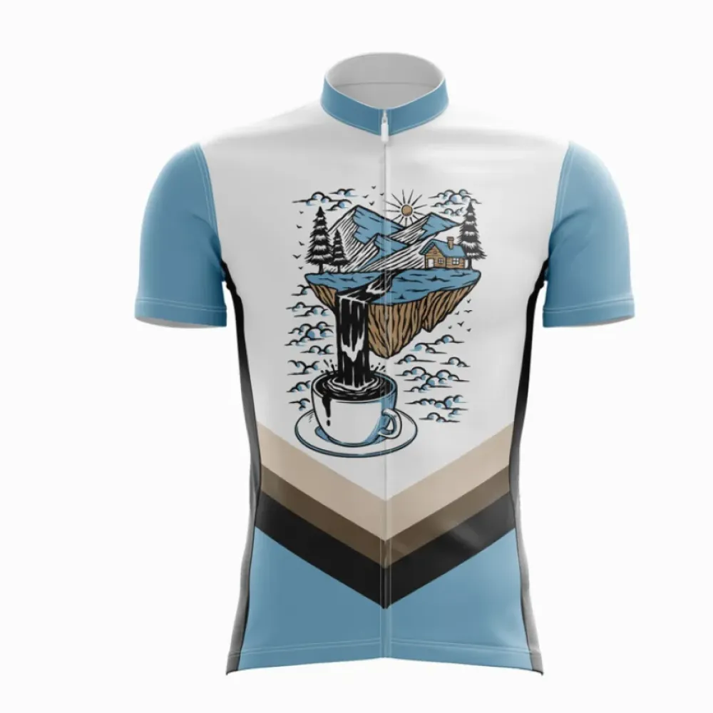 Cycling Jersey Coffee Inspired Blue/Tan/White