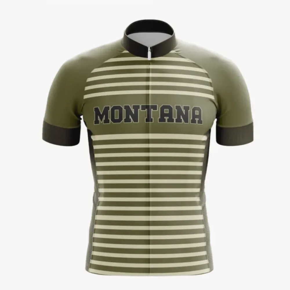 Montana Cycling Jersey Striped Olive/Beige