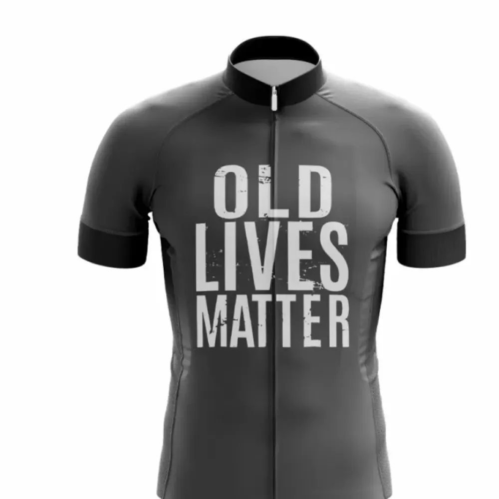 Old Lives Matter Cycling Jersey Black/White