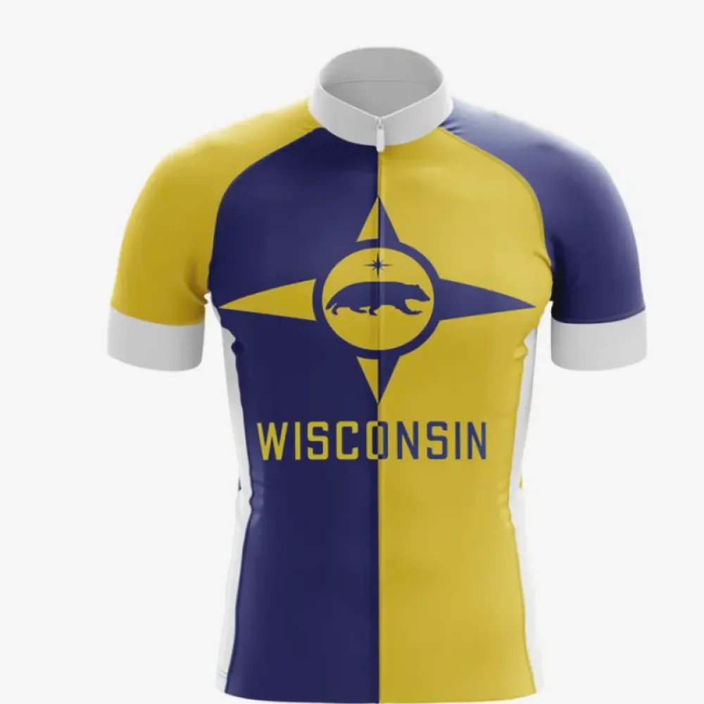 Wisconsin Badger Compass Cycling Jersey Navy/Yellow/White