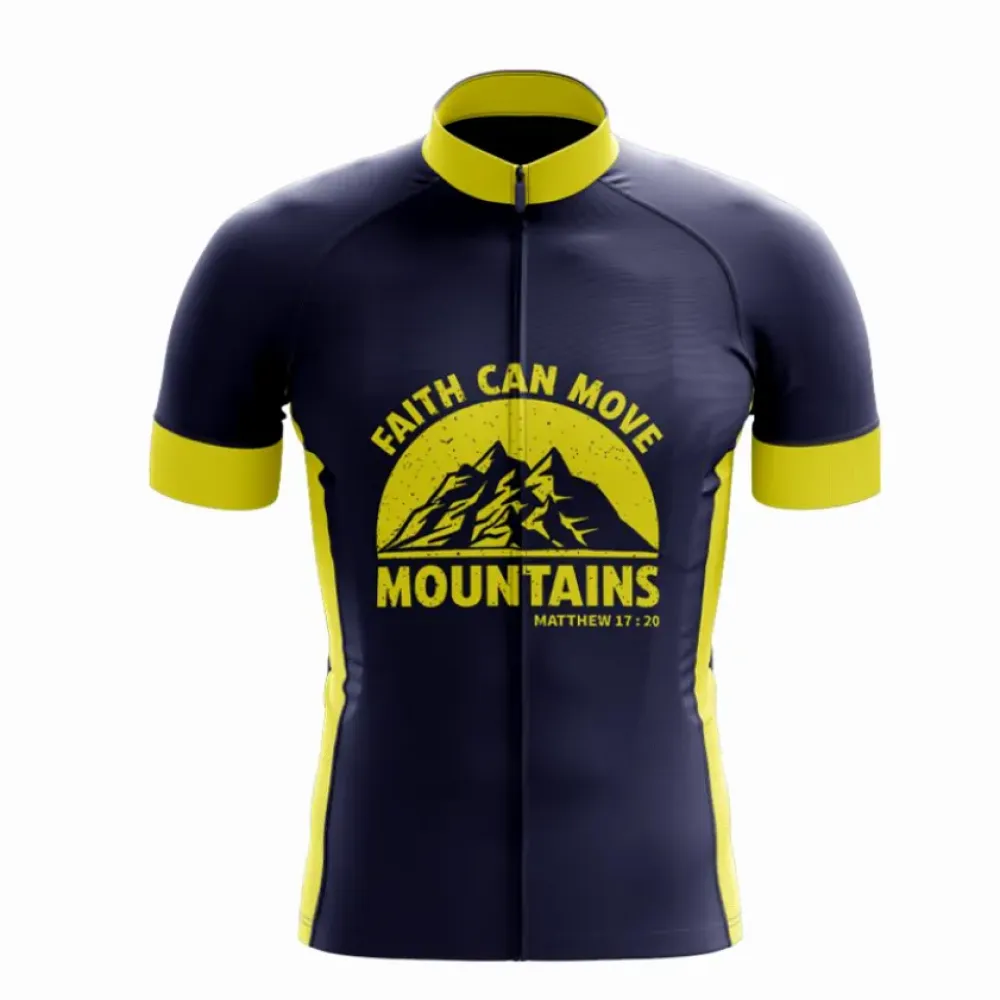 Faith Moves Mountains Cycling Jersey Navy/Yellow