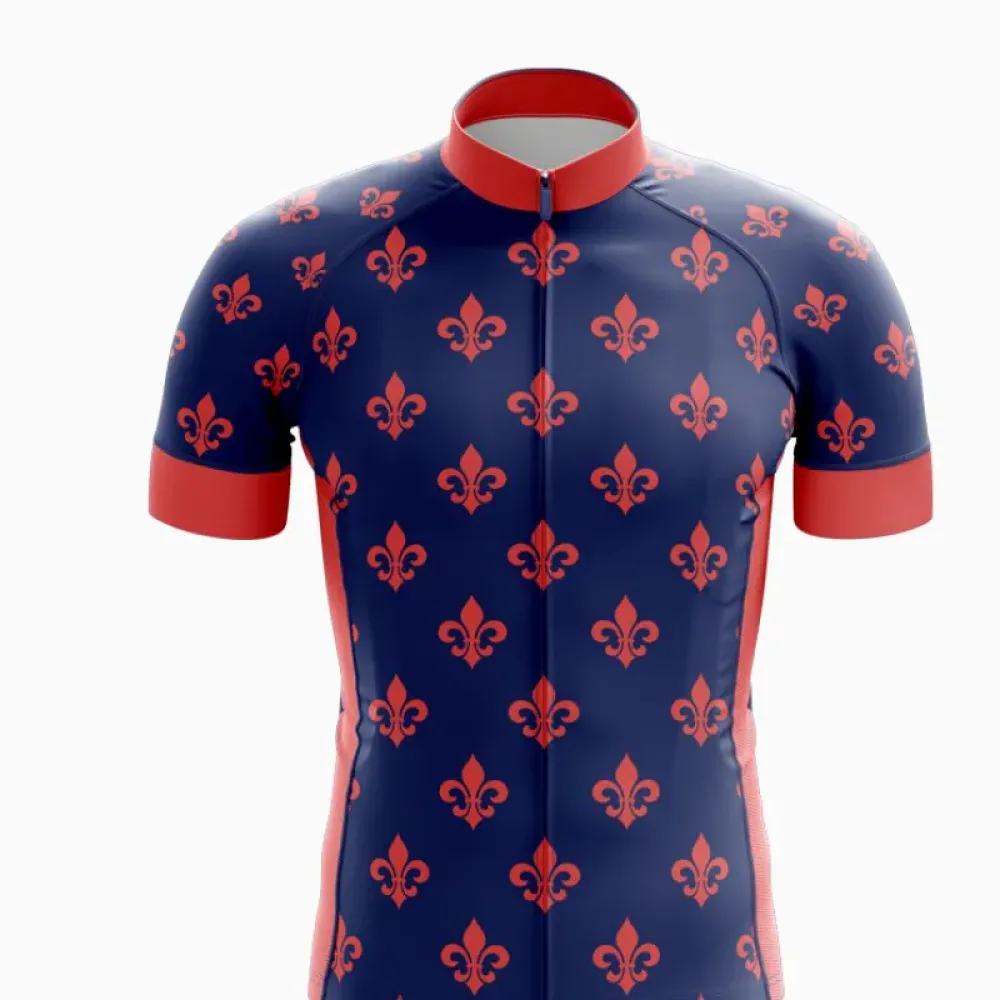 Royal Fleur-de-Lis Cycling Jersey Navy/Red