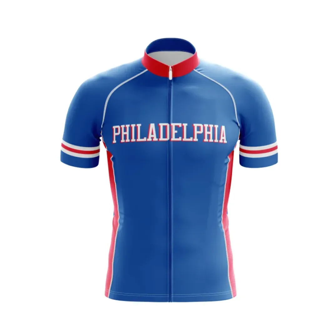 Philadelphia Cycling Jersey Zipper Blue/Red/White