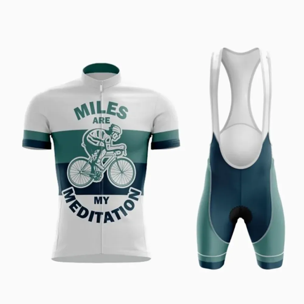 Miles Are My Meditation Cycling Set White/Green/Black