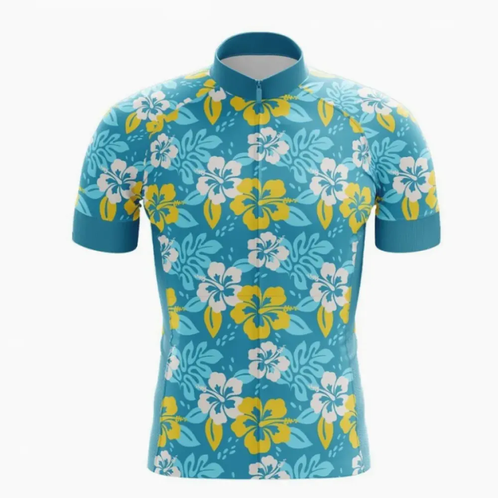 Kona Cruiser Cycling Jersey Floral Teal/Yellow/White