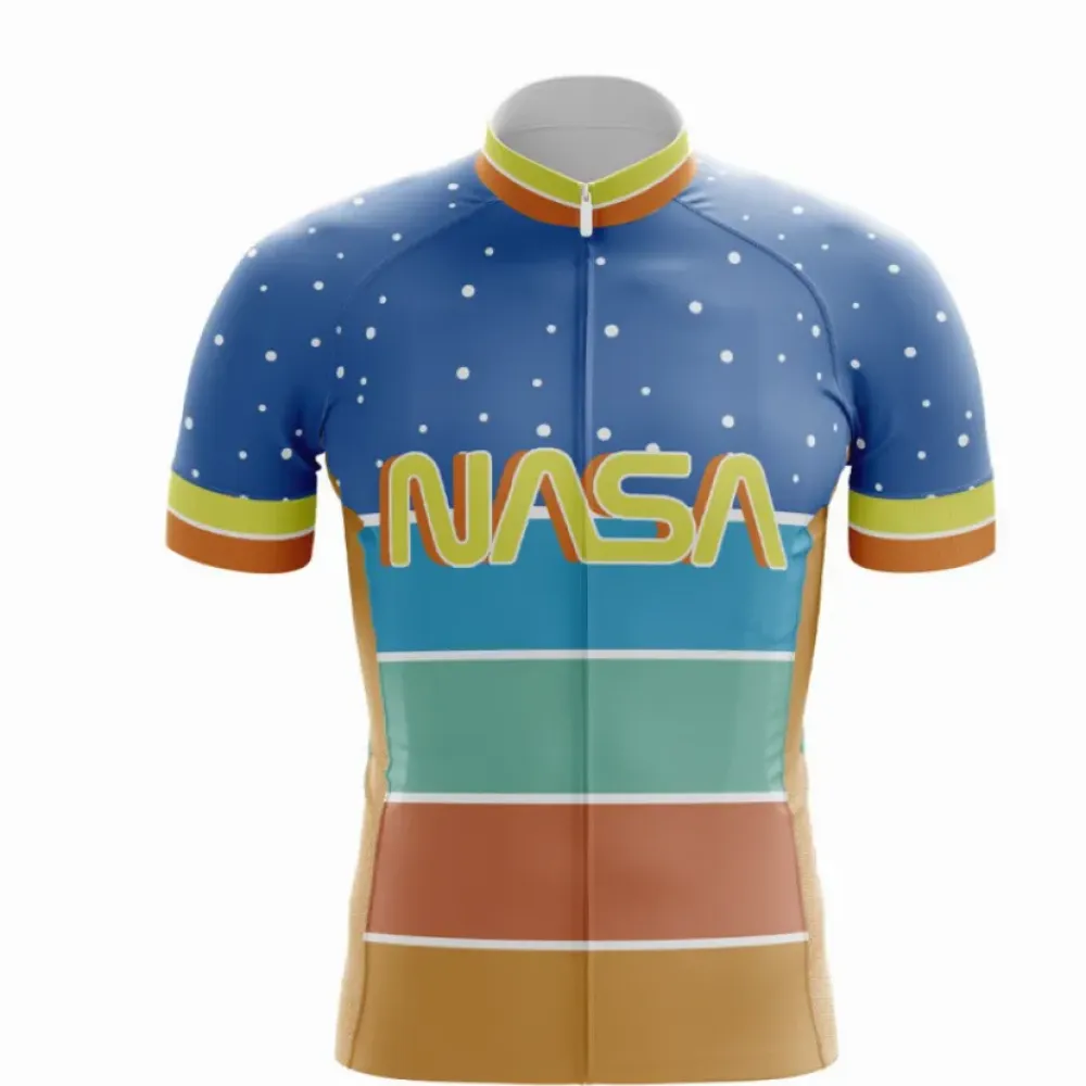 NASA Retro Cycling Jersey Blue/Gold/Teal
