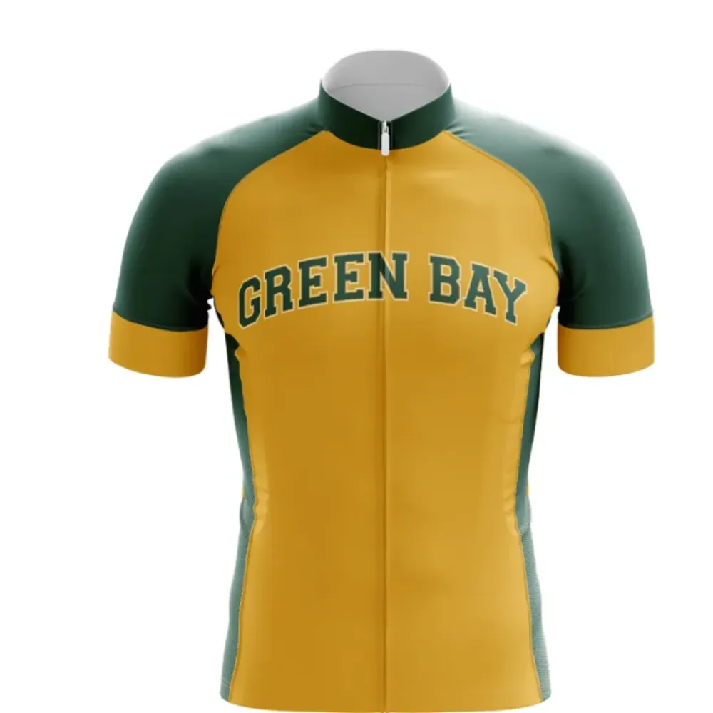 Green Bay Cycling Jersey Stylish Roadwear Gold/Green