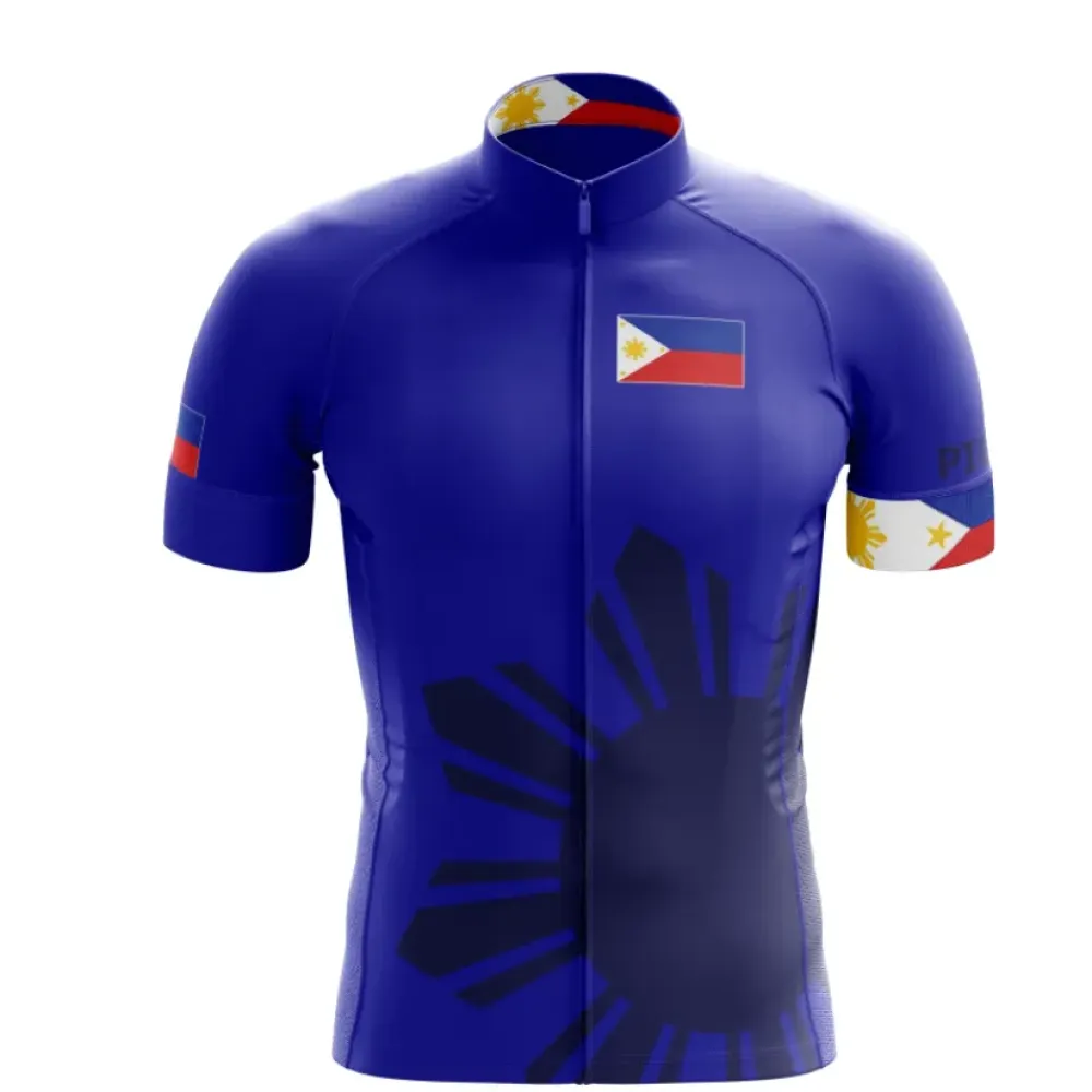 Philippines Cycling Jersey Sunburst Design Blue/Red/White