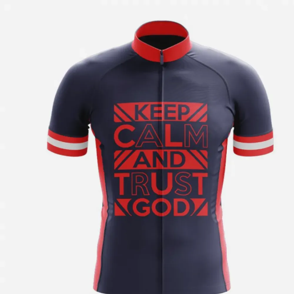 Cycling Jersey Bold Red Lettering Navy/Red/White